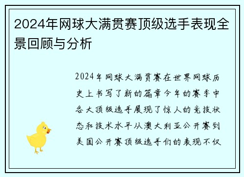 2024年网球大满贯赛顶级选手表现全景回顾与分析
