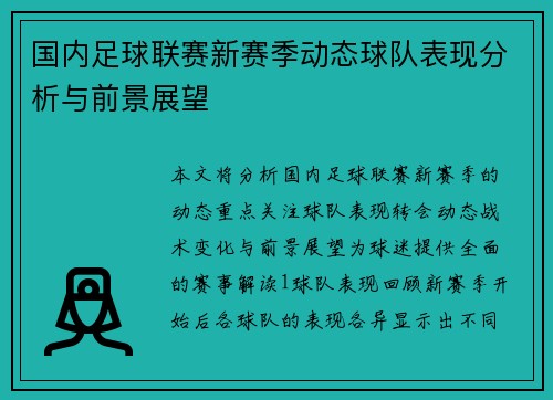 国内足球联赛新赛季动态球队表现分析与前景展望